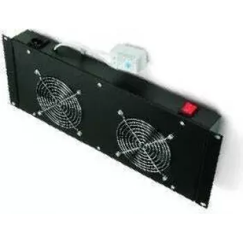 TRITON RAB-CH-X21-S 19 inch 4U rackfläktenhet med 2 tysta fläktar, horisontellt luftflöde, termostat, svart