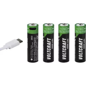 VOLTCRAFT AA Mignon Li-Ion-batteri 2000 mAh 1,5 V 4-pack med USB-C-laddfunktion (VC-17275570)