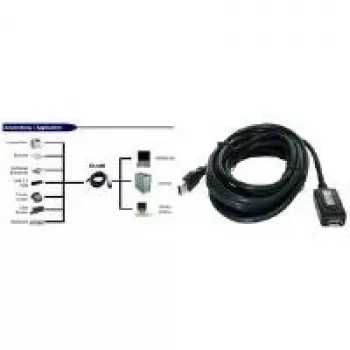 EXSYS EX-1405 USB 3.0 förlängningskabel 5m aktiv repeater, Type-A hane till hona, svart
