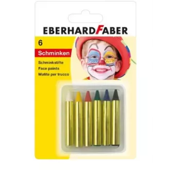 FABER-CASTELL EBERHARD FABER sminkpennor, korta, 6 färger, hög intensitet, dermatologiskt testade, 1 set (579106)