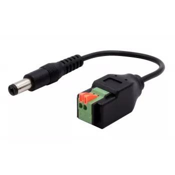 EXSYS EX-49140 DC-strömkontakt 5,5x2,1mm till 2-polig plintadapterkabel, 15 cm, tryckknapp