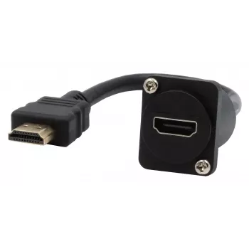 EXSYS EX-49162 HDMI typ A hona till hane adapterkabel, 20 cm, 4K, High Speed med Ethernet, svart