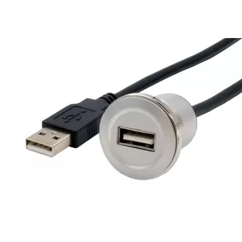 EXSYS EX-49181 panelmonterad USB 2.0 förlängningskabel, USB-A hona till USB-A hane, 30 cm, metallplatta