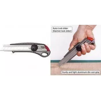 NT Cutter L-550GP 18mm Snap-Off Utility Knife with Aluminium Body, Metal Blade Guide, Screw Lock, Anthracite h1310511