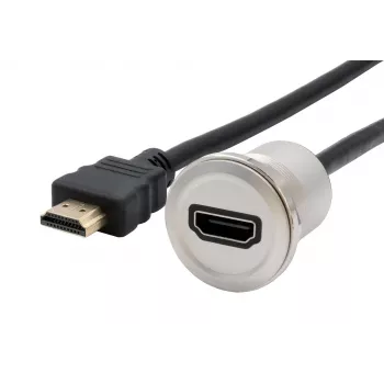 EXSYS EX-49180 metallpanelmonterad HDMI-adapter, hona till hane, 30 cm