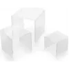 DEFLECTO kvadratiskt display-riser-set, transparent akryl, 3 delar, polerade kanter, stapelbara, kristallklara (DB-S3-6)