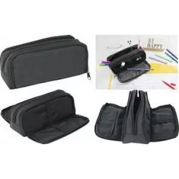 Faber-Castell Eberhard Faber pennfodral, 3 fack, antracit/svart polyester, stort huvudfack, sidofack med 4 fack - 1 st 577406
