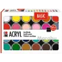 Marabu akrylfärg set BASIC, 24 x 18 ml, hög pigmentering, mycket hög ljusbeständighet 1210000000215