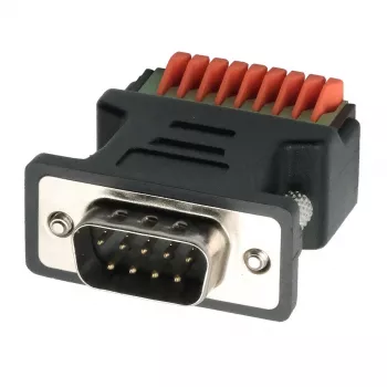 EXSYS EX-49110 DB9 kontakt till 9-pin skruvplint adapter med tryckknapp