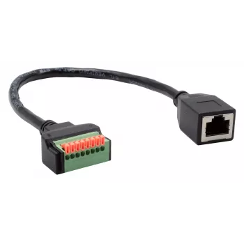 EXSYS EX-49120 RJ45 uttag till 8-pin terminalblock adapterkabel, CAT.6, 30 cm, med tryckknapp