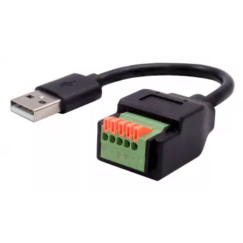 EXSYS USB-A-kontakt till 5-pin terminalblockadapterkabel med tryckknapp, USB 2.0, 15 cm EX-49129
