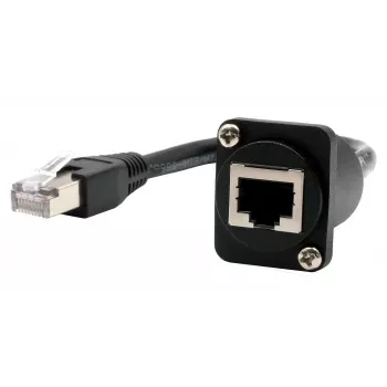 EXSYS D-typ RJ45-hona till hane adapterkabel, CAT.5e, 20 cm, svart EX-49159