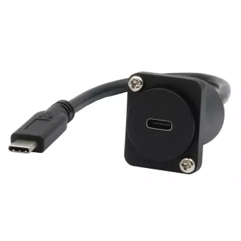 EXSYS EX-49166 D-typ USB-C-hona till hane adapterkabel, USB 3.2 Gen 2, 20 cm, svart