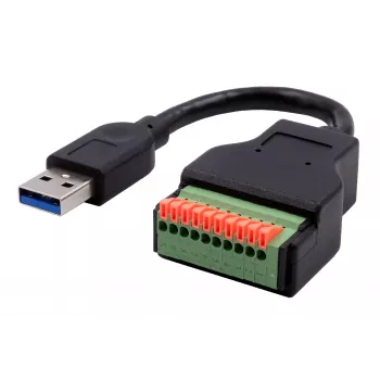 EXSYS EX-49127 USB-A-kontakt till 10-pin terminalblock adapterkabel med tryckknapp, USB 3.2 Gen 1, 15 cm