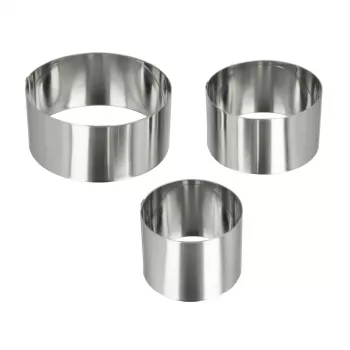 Metaltex runda rostfria kokringar, 3-set, silver, 45 mm höjd 204536010