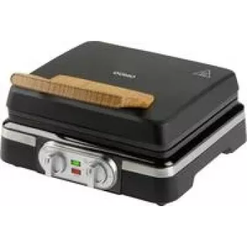 DOMO DO9281W Inky Black belgisk våffeljärn, 1600 W, non-stick, justerbar termostat, Cool-Touch-handtag, vertikal förvaring