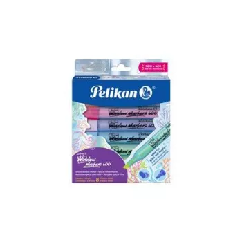 Pelikan fönstermarkör 600, 8-delat set, blandade färger, vattenbaserad, fuktavtorkbar för glas, spegel, fönster - 1 set (400205347)