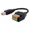 EXSYS USB-B-kontakt till 5-polig plintadapterkabel med tryckknapp, USB 2.0, 15 cm EX-49131