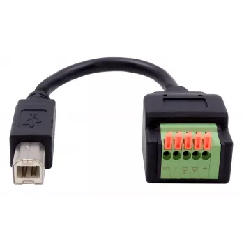 EXSYS USB-B-kontakt till 5-polig plintadapterkabel med tryckknapp, USB 2.0, 15 cm EX-49131