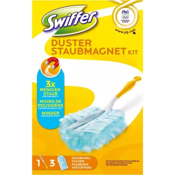 Swiffer dammagnet startkit Olympia – torrdammtorkningsset med handtag och 5 elektrostatiska dukar