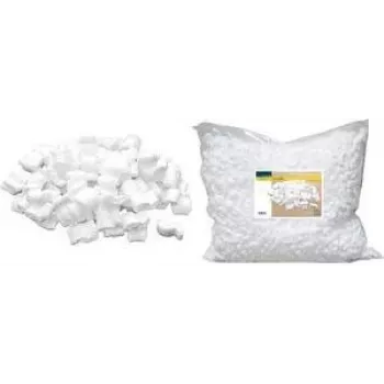 RAADHUIS packchips, 25-literspåse, vitt polystyrenfyllmaterial, S-formade stötchips för ömtåliga föremål (RD-351205)