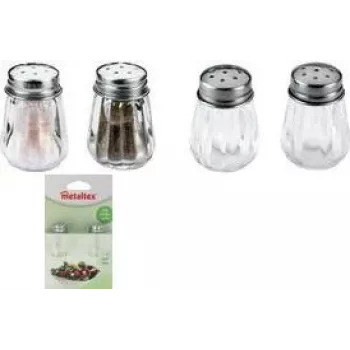 Metaltex salt- och pepparkar set, glas/rostfritt stål, 2 st, 30 mm x 45 mm 252905080