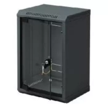 Triton 10 tums väggskåp 6U 300 mm djup, glasdörr, svart RAL 9005 RBA-06-AS3-BAX-C1