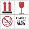 RILLPRINT 76930 FRAGILE / DO NOT STACK varningsetiketter, permanentlim, papper, vit/röd/svart, 100 x 50 mm, 500 etiketter per rulle