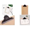 EUROPEL Menu Clipboard, DIN A4, Landscape, Bamboo, Black Clip, 1 Piece (197013)
