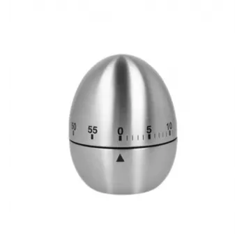 Metaltex mekanisk äggklocka, äggformad, rostfritt stål, 60 minuter, silver 259221000