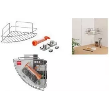 Metaltex Reflex LUXY & VacuumFix hörnhylla, silver, 1 våning, borrfri montering 403330000