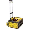 Stanley SXWTD-509 hopfällbar handvagn & 25 kg hopfällbar korg set, 60 kg lastkapacitet, aluminium, svart/gul