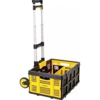 Stanley SXWTD-509 hopfällbar handvagn & 25 kg hopfällbar korg set, 60 kg lastkapacitet, aluminium, svart/gul