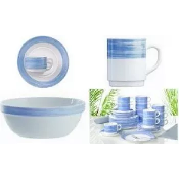 Esmeyer Arcoroc BRUSH serveringsskål set, 170 mm, blå/vit, härdat glas, diskmaskinssäker, 6 delar (415-065)