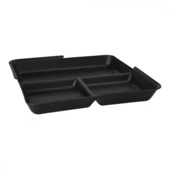 PAPSTAR Circulware flergångsbricka, rektangulär, 3 fack, svart, polypropen med 30 % mineraliska fyllmedel, 1 st (97023)