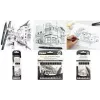 PentelArts permanent fineliner Pointliner 8-delat set, svart, 0,03 mm till 0,8 mm + pensel YS20P-8