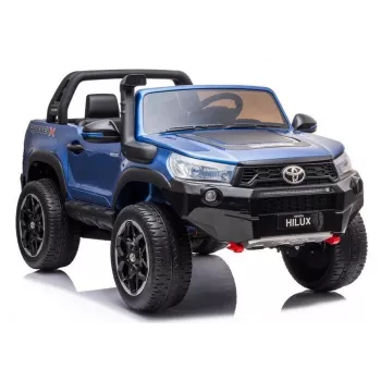 LEAN CARS Toyota Hilux DK-HL850 elektrisk leksaksbil för barn, blå lackerad, 4x4, 2-sitsig, fjärrkontroll, LED-lampor, MP3, Bluetooth