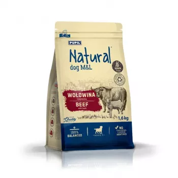 NATURAL nötkött med lamm M&L torrfoder för hundar 1,6kg