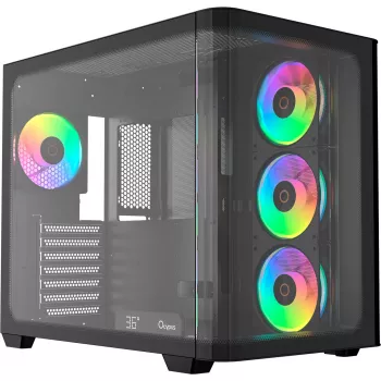 Ocypus Iota C70 Curve ARGB Digital svart miditower-chassi, 270° panorama härdat glas