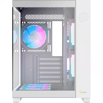 Ocypus Iota C70 ARGB vitt miditower-chassi med panoramaglas