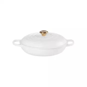 LE CREUSET flat gjutjärnsgryta 30cm 3,5L vit