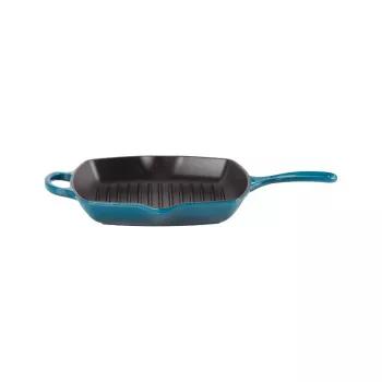 Le Creuset gjutjärnsgrillpanna fyrkantig 26x26 cm blå