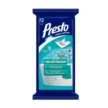 PRESTO våtservetter för badrummet 72 st | antibakteriella rengöringsservetter