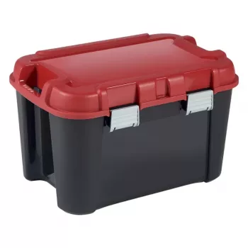 KETER DIY Totem 60L förvaringslåda med lock, 59 x 39,5 x 36 cm, svart/röd