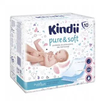 Kindii Pure & Soft skötunderlägg 60x60 cm, 10-pack, vattentäta engångsunderlägg, vit