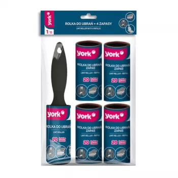 YORK luddrulle med 4 reservrullar – luddrullset, 5 rullar totalt, 53 blad per rulle, 10 cm bredd
