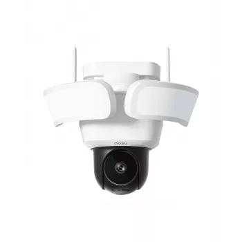 AOSU Smart Security Floodlight Cam Pro 2K QHD sladdbunden utomhuskamera med 2400 lm strålkastare, AI-igenkänning, IP65