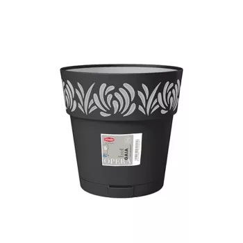 STEFANPLAST Gaia blomkruka med fat Ø25x25 cm svart