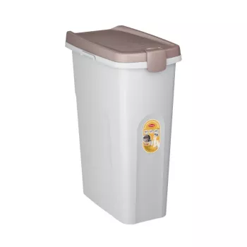 STEFANPLAST förvaringsbehållare för husdjursfoder med hjul 40L 15kg vit/ljusgrå