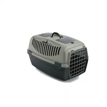 STEFANPLAST Gulliver 2 transportbur med plastdörr 55x36x35 cm grå/grön